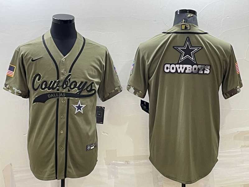 Men%27s Dallas Cowboys Olive Salute to Service Team Big Logo Cool Base Stitched Baseball Jersey->denver broncos->NFL Jersey